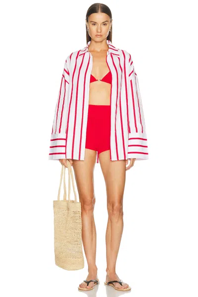 Elce Exclusive Sol Ribbed-knit Shorts In Red