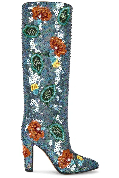 Valentino Sequin Tall Boots In Multi
