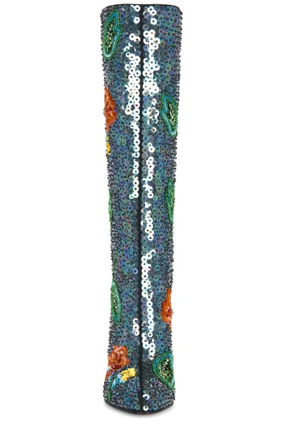 Valentino Sequin Tall Boots In Multi