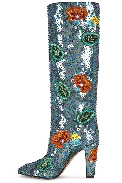 Valentino Sequin Tall Boots In Multi