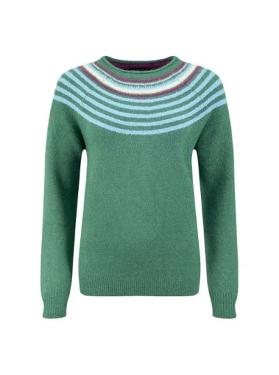 Weird Fish Sinatra Patterned Knit Sweater In Green