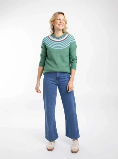 Weird Fish Sinatra Patterned Knit Sweater In Green