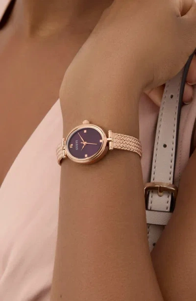 Guess Ruby Oval Mesh Strap Watch, 24mm In Pink