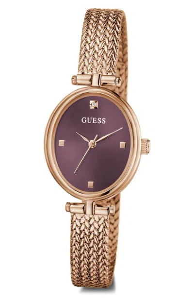 Guess Ruby Oval Mesh Strap Watch, 24mm In Pink