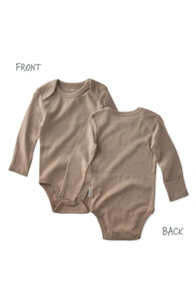 Butterblu Blake Long Sleeve Organic Cotton Assorted 5-pack Bodysuits In Brown