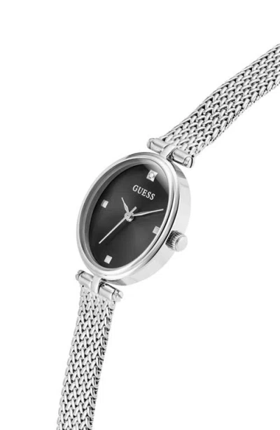 Guess Ruby Oval Mesh Strap Watch, 24mm In Silver