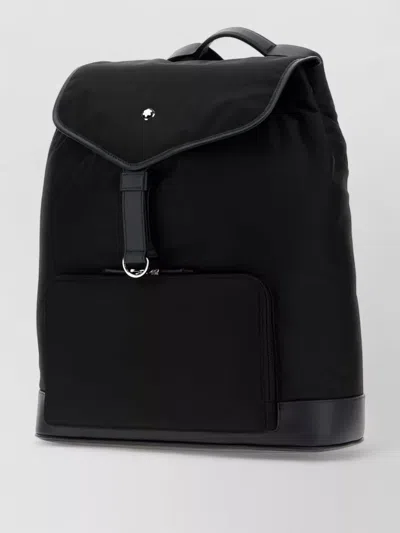 Montblanc Canvas Backpack Adjustable Straps Versatile Use In Black
