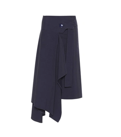 Marni Asymmetric Cotton-blend Skirt In Blue