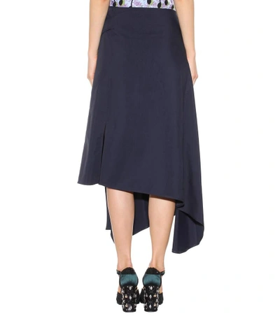 Shop Marni Asymmetric Cotton-blend Skirt In Blue