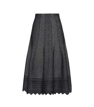 Shop Alexander Mcqueen Jacquard Midi Skirt In Llack