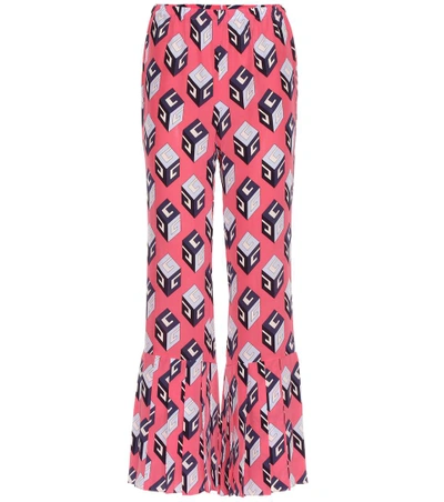Gucci Gg Wallpaper Print Silk Trouser In Pink