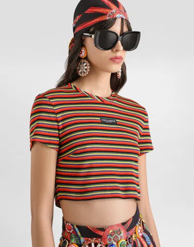 Dolce & Gabbana Striped Jersey T-shirt In Multicolor
