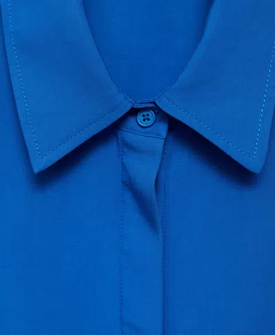 Mango Lyocell Shirt With Pocket In Blue