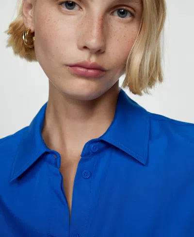 Mango Lyocell Shirt With Pocket In Blue