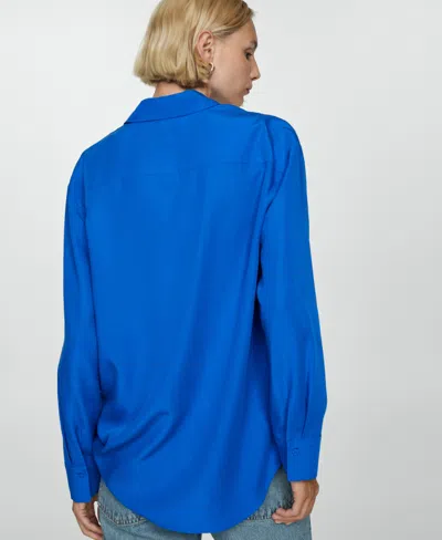 Mango Lyocell Shirt With Pocket In Blue