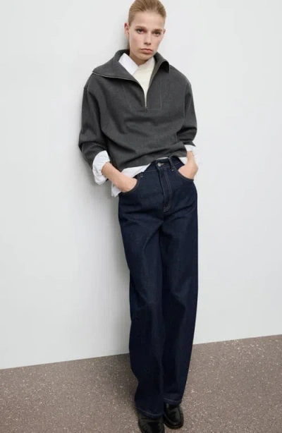 Mango Half Zip Sweatshirt In Gray