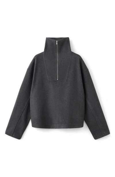 Mango Half Zip Sweatshirt In Gray