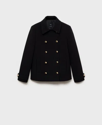 Mango Double-breasted Jacket With Lapels In Black