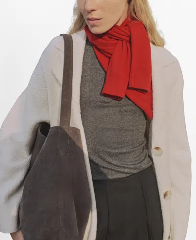 Mango Knitted Long Coat In Multi