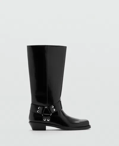Mango Patent Engineer Boot In Black
