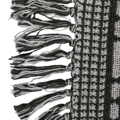 Storied Home Soft Throw With Diamond Pattern And Fringe In Multi
