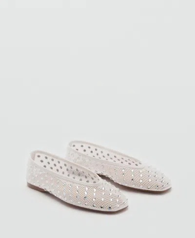 Mango Embellished Ballet Flat In White