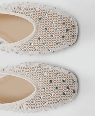 Mango Embellished Ballet Flat In White