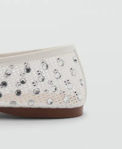 Mango Embellished Ballet Flat In White