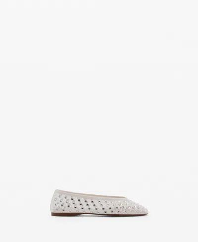 Mango Embellished Ballet Flat In White