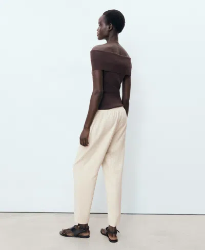 Mango Women's Drawstring Linen Pants In Pattern