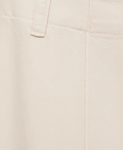 Mango Wide Leg Denim Pants With Stitching In Neutral