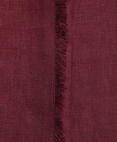 Mango Tarida Frayed Linen Wide Leg Pants In Burgundy