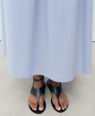 Mango Flared Cotton Maxi Skirt In Blue