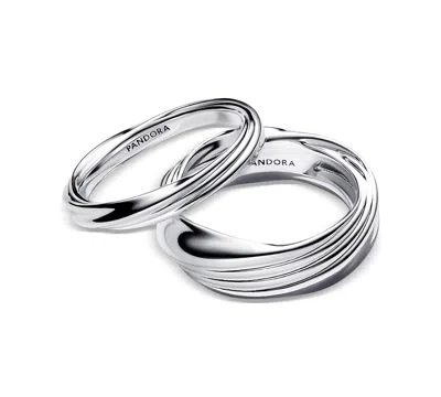 Pandora Twisted Double Ring In Silver