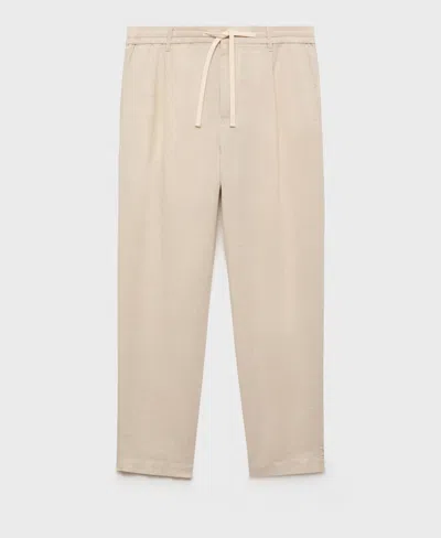 Mango Men's Slim-fit Drawstring Linen Pants In Neutral