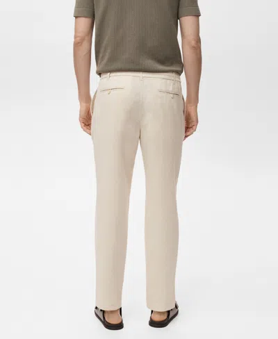 Mango Men's Slim-fit Drawstring Linen Pants In Neutral