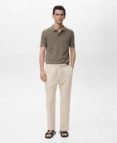 Mango Men's Slim-fit Drawstring Linen Pants In Neutral