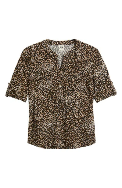 Ak Anne Klein Print Roll Tab Top In Multi
