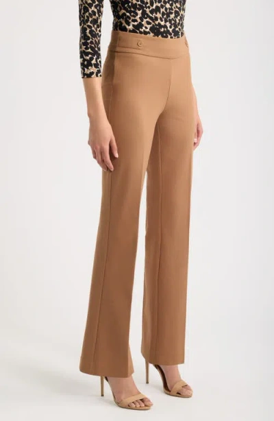 Ak Anne Klein Side Tab Pull-on Trousers In Brown
