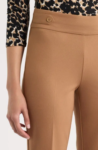 Ak Anne Klein Side Tab Pull-on Trousers In Brown