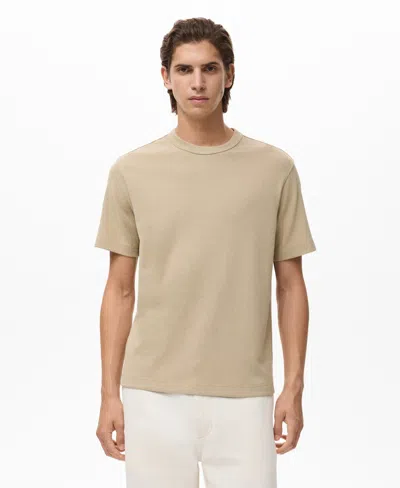 Mango Relaxed Fit Solid Cotton T-shirt In Brown