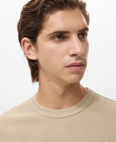 Mango Relaxed Fit Solid Cotton T-shirt In Brown