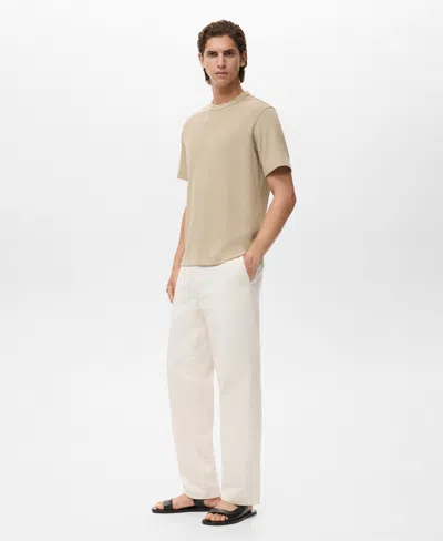 Mango Relaxed Fit Solid Cotton T-shirt In Brown