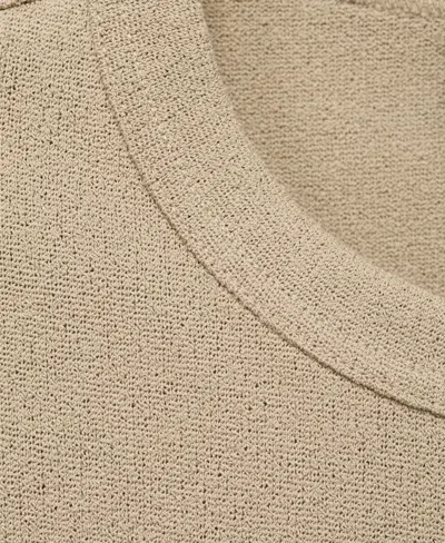 Mango Relaxed Fit Solid Cotton T-shirt In Brown