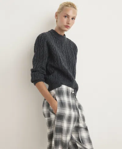 Mango Plaid Flannel Pajama Pants In Gray