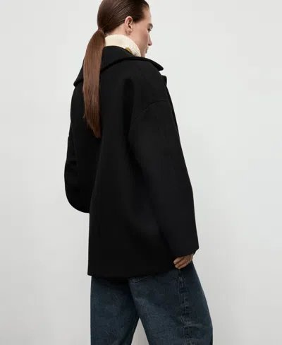 Mango Women's Oversized Short Wool Coat In Black
