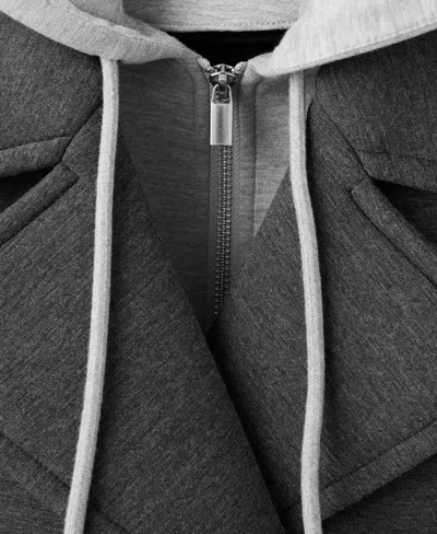 Mango Combined Hooded Jacket Medium Heather Grey In Gray