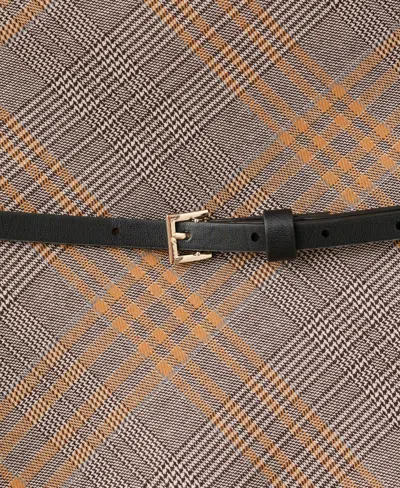 Mango Belt Checked Skirt Brown In Brown