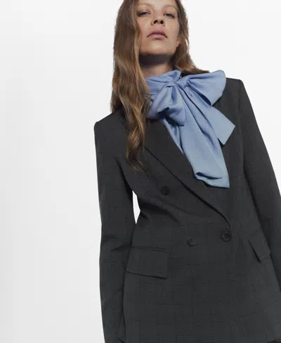 Mango Women's Double-breasted Check Suit Jacket In Gray