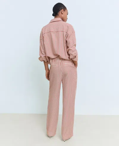 Mango Pleated Stripe Straight Leg Pants In Multi